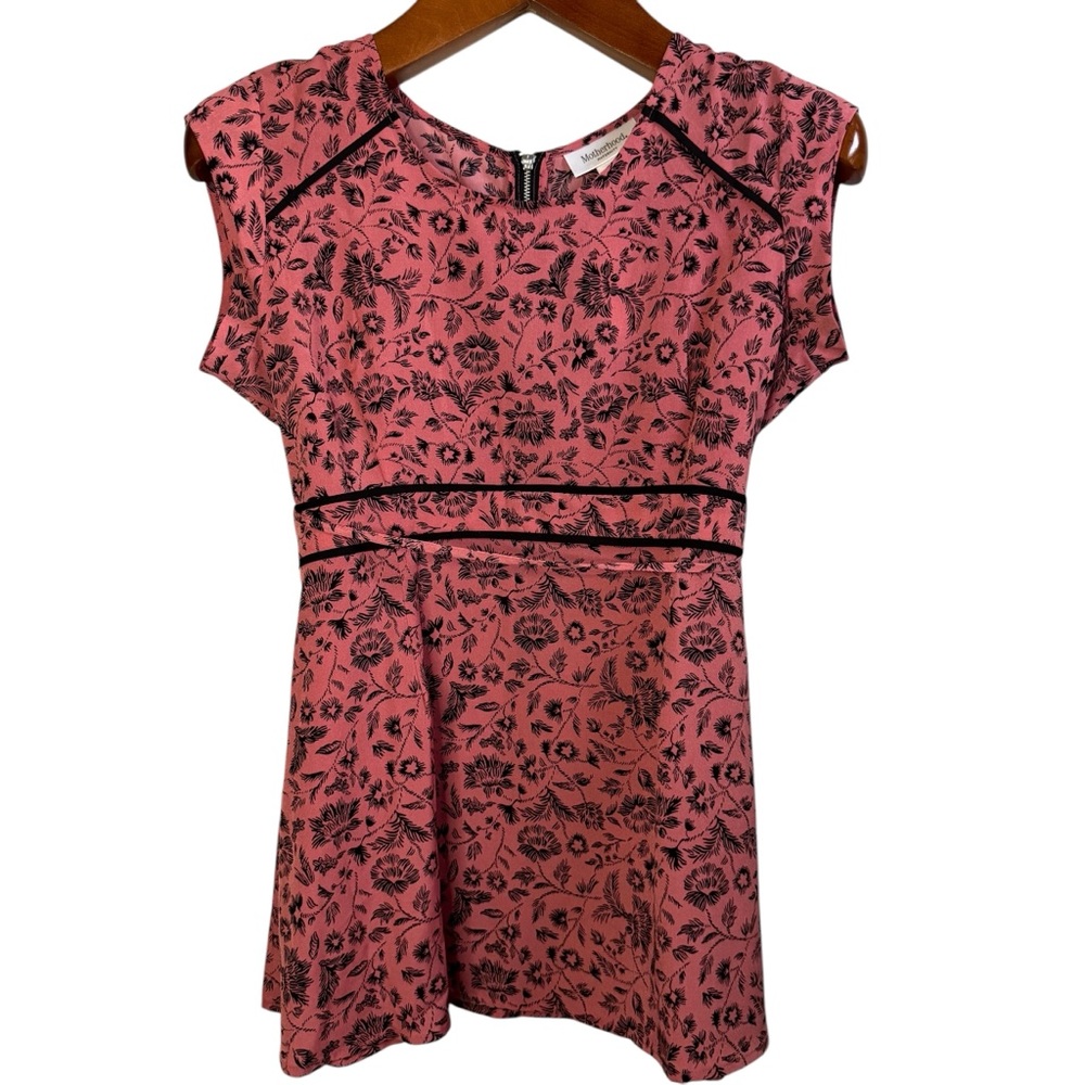 Motherhood Maternity Pink Black Printed Boho Top size small NWT